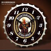 立体铁艺创意啤酒盖静音挂钟餐饮酒吧商用家用墙壁钟表墙壁装 饰品