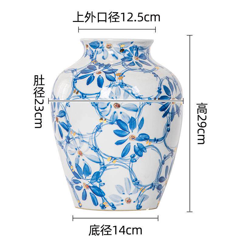 雨彤“意式东方”新中式现代青花瓷手工掐真金系列/手绘陶瓷花瓶