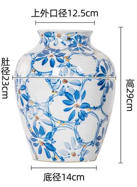 雨彤“意式东方”新中式现代青花瓷手工掐真金系列/手绘陶瓷花瓶