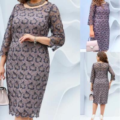 Dress, mid length floral dress, women's plus size