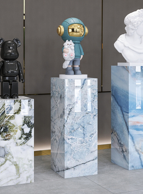 岩板立柱子大理石摆件底座入户玄关增高展示摆台落地式客厅花架子