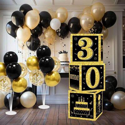 Gold Black Birthday Number Boxes 18 3pcs 30 40 50 60 Years O