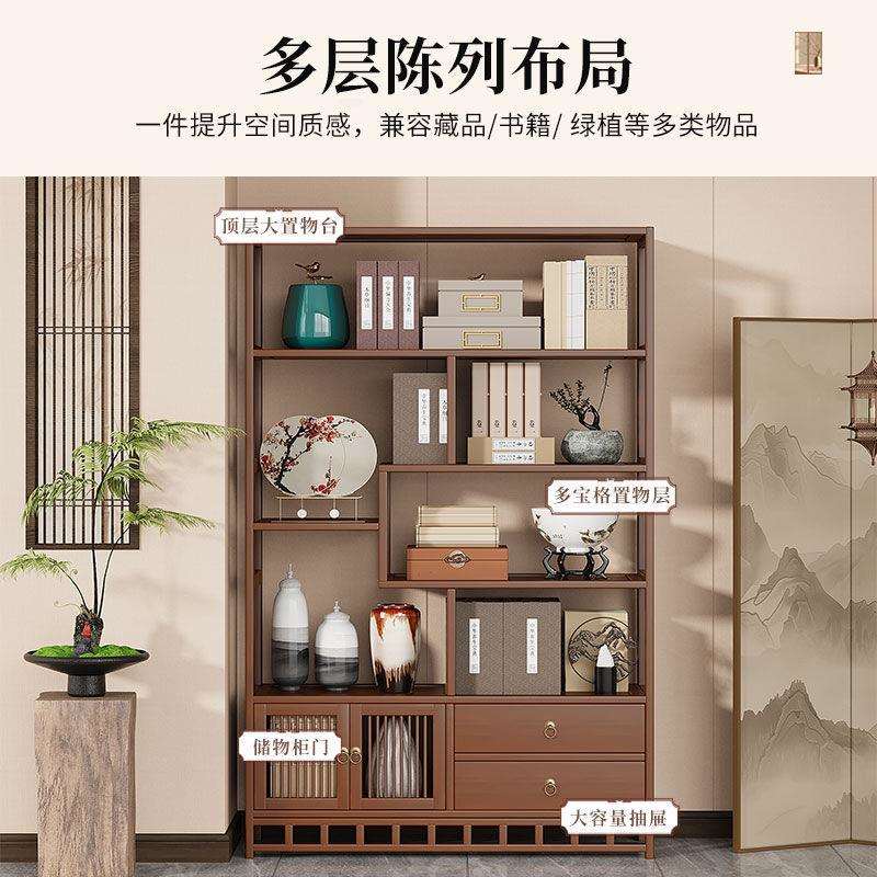 复古博古架中式茶柜置物架客厅靠墙非实木博物架多宝阁摆件展示架