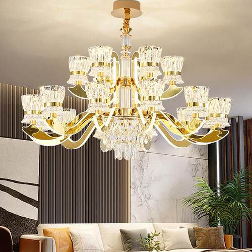 2025新款客厅吊灯水晶灯现代简约高档大气灯臂发光饭厅卧室吊灯