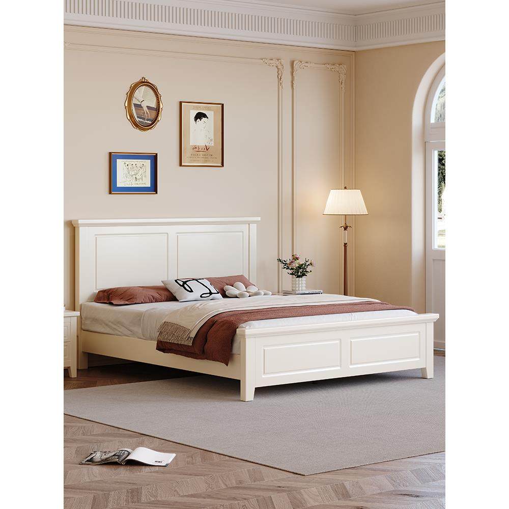 白色实木床美式1.5米现代简约1米8床双人床1米5卧室床2米主卧大床