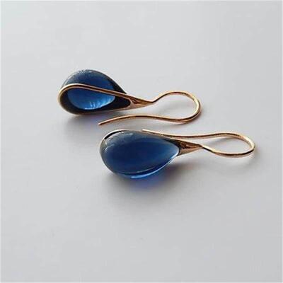 rendy Crystal Earrings Gold Color Inlay Natural Stone Hook D
