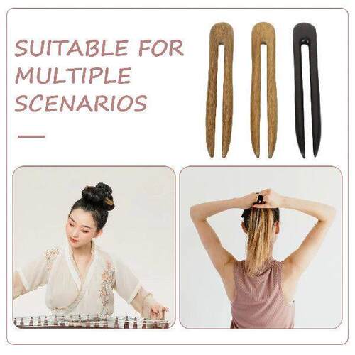 3 Pcs Ladies French Hair Pin Style Barrette Clips Wood