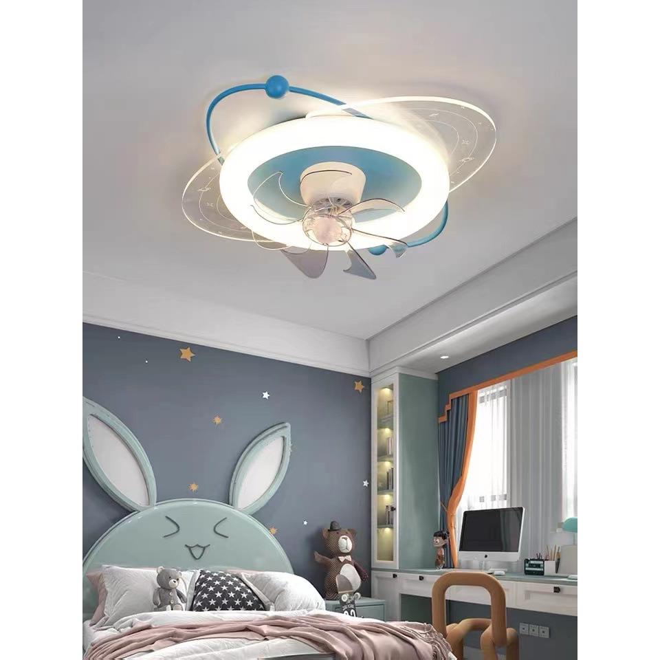 约儿童房摇头风扇灯男孩女卧QH-1909室遥控孩简顶灯隐形电扇一体