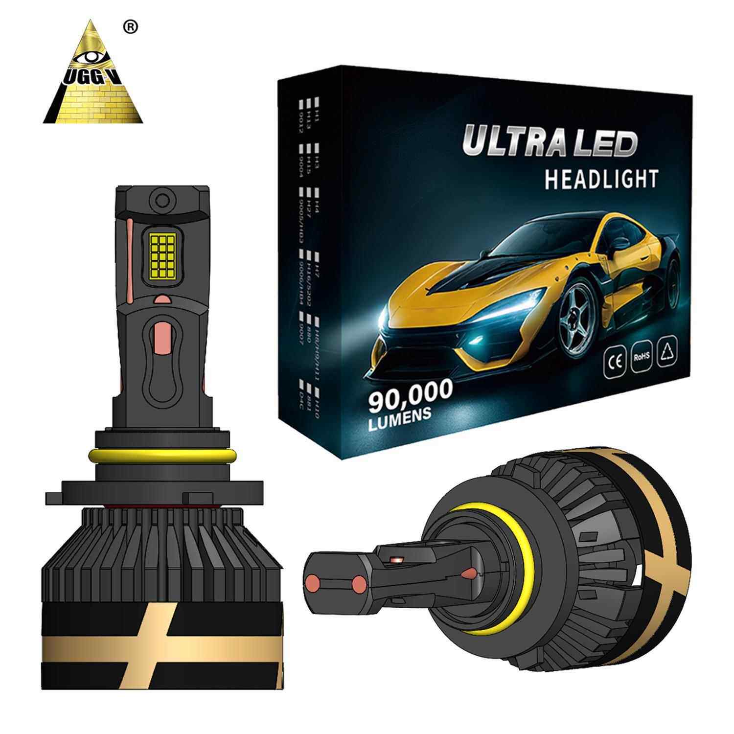 圣达解码LED汽车大灯200W4575灯珠汽车大灯H1H3H4H7H11UG7