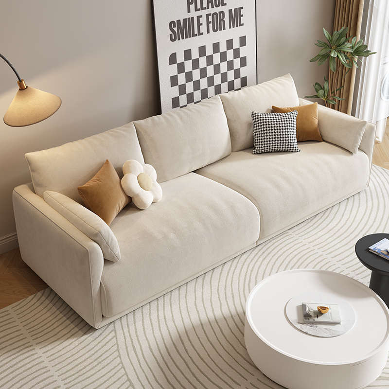 北欧布艺奶油风沙发客厅猫爪布乳胶现代简约小户型模块直排方块