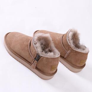 正品超低帮雪地靴女新棉款洋气季加绒拉炼短靴学生短韩版款保暖冬