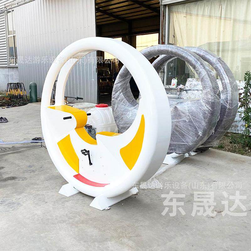 喷泉单车无动力脚踏发电迷你单车七彩琉璃柱打卡互动道具