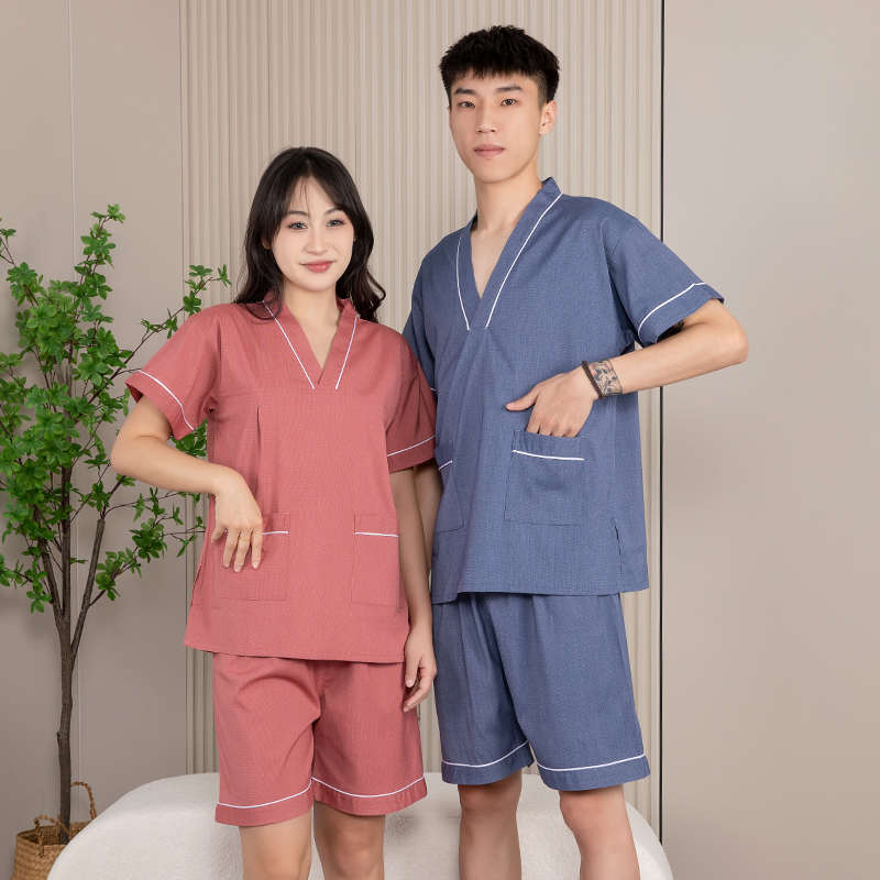洗浴浴服汗蒸服桑拿服男女款足疗按摩服理疗服睡衣套装大码家居服