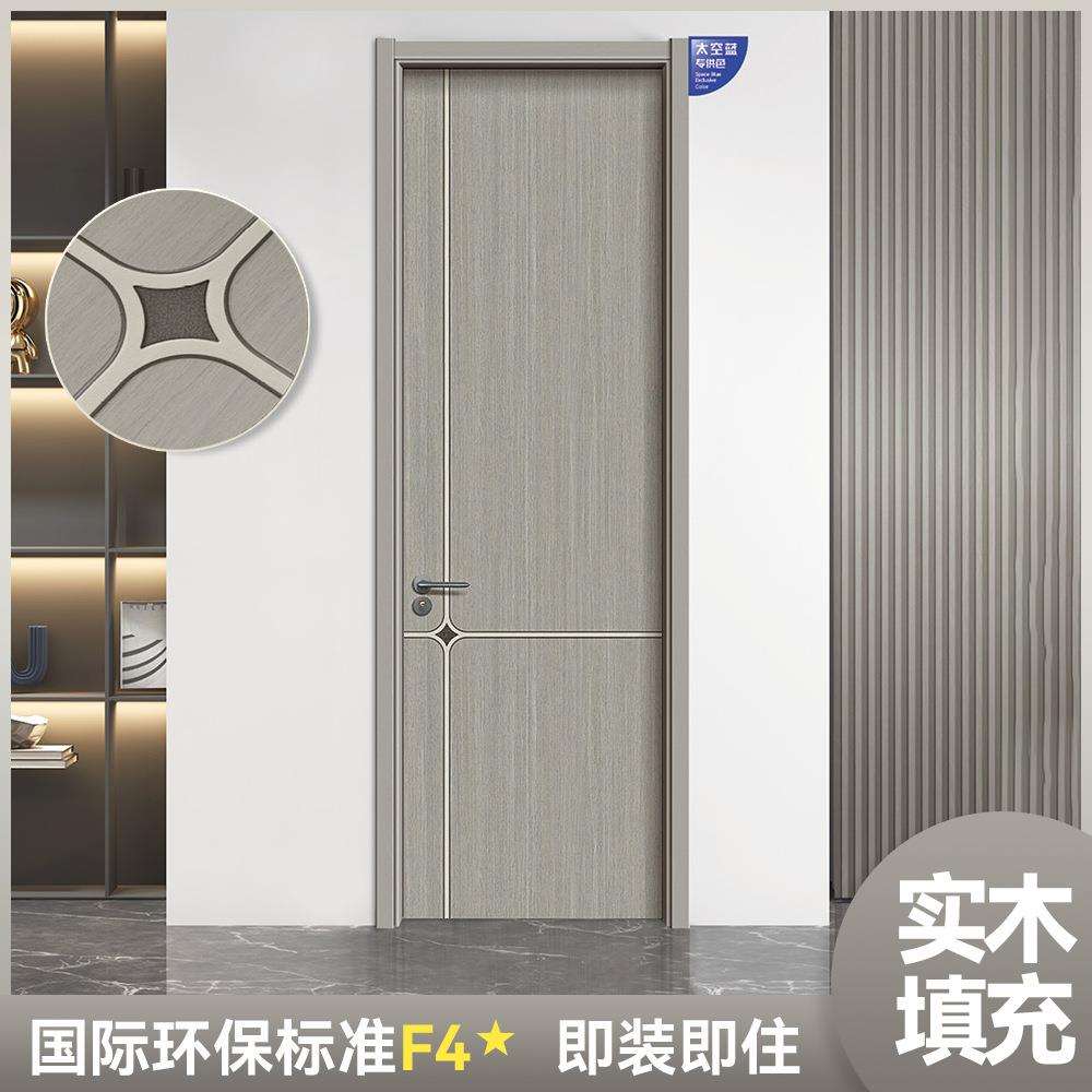 免漆碳晶门现代简约风卧室门实木复合隔音防潮平开门室内门单开门