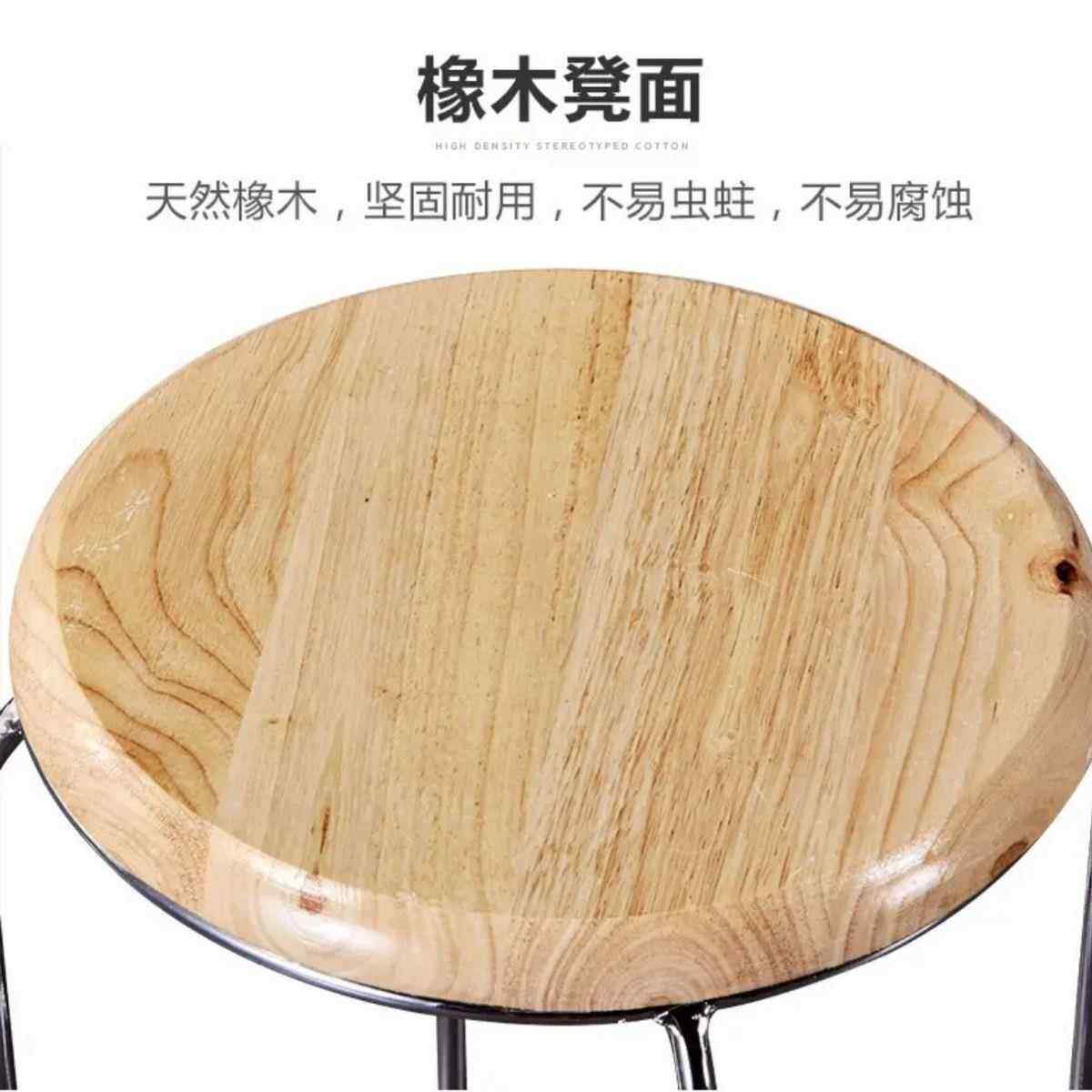 凳子家用筋用加148粗加厚铁脚圆木钢厅实木凳商餐饮店快餐椅子出