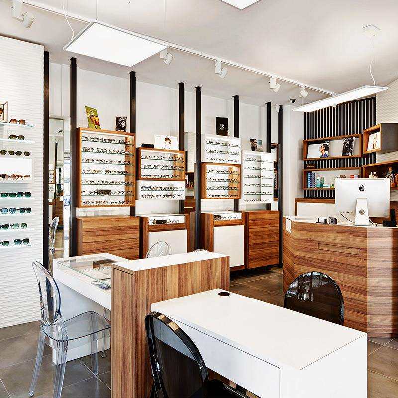 整店装修设计眼镜展示柜商用木质烤漆眼镜陈列柜多层墨镜玻璃展柜