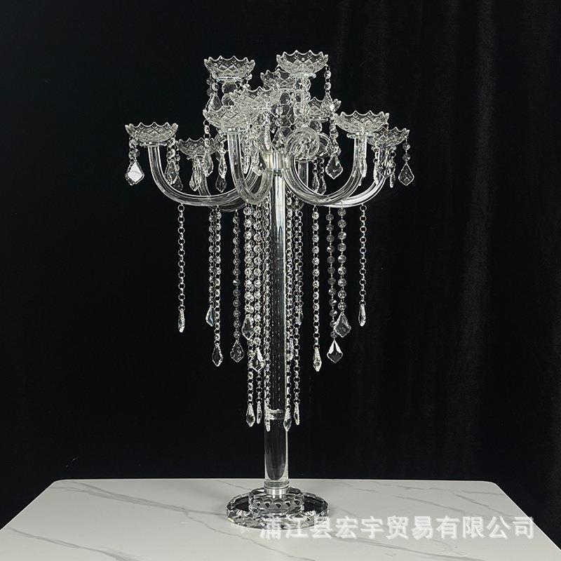 零售欧式水晶烛台12头婚庆水晶烛台婚礼现场装饰道具防风烛台