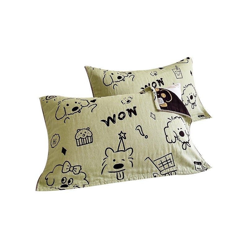 卡通全棉水洗纱布枕巾一对家用柔软透气吸汗纯棉儿童学生枕头盖巾,床上用品,枕巾,淘宝优惠券,粉丝福利购,淘宝优惠卷