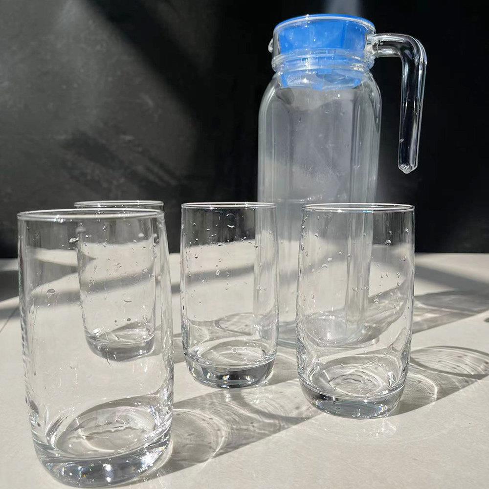 乐美雅凉水壶套装扎壶冷水壶玻璃壶5件套装玻璃杯