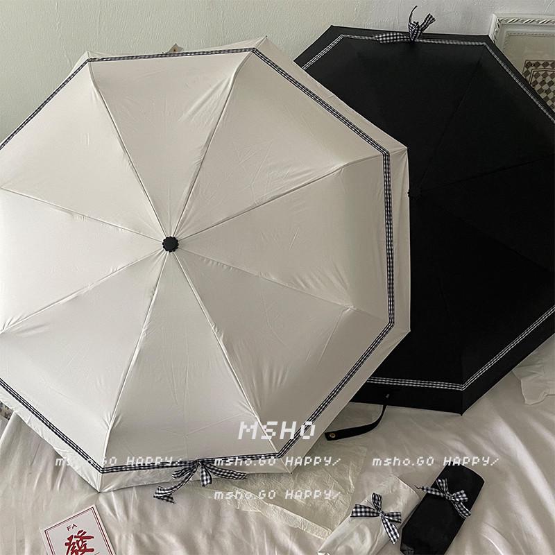 绝两用定制折叠手工子雨伞绝伞遮阳//雨伞晴女黑胶蝴蝶结太阳msho