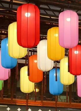手绘布艺宫灯灯笼冬瓜吊灯餐厅茶楼中国过道古典户外中式长形景区