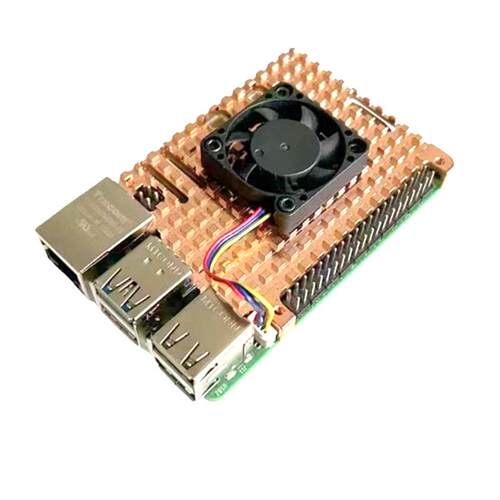 树莓派5代4B纯铜散热器外壳 Pi5全铜散热器送导热胶安装工具