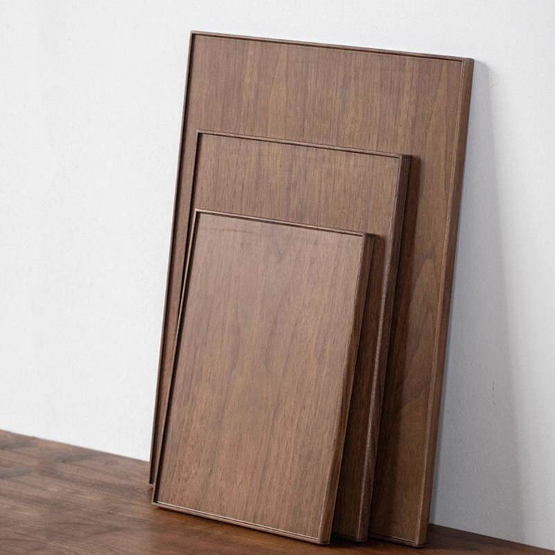 北美黑胡桃木托盘 简约餐用托盘实木长方形点心茶盘ins风咖啡托盘