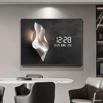 高级感数显时钟表电表箱装饰画 画2025新款遮挡弱电箱盖面板电闸