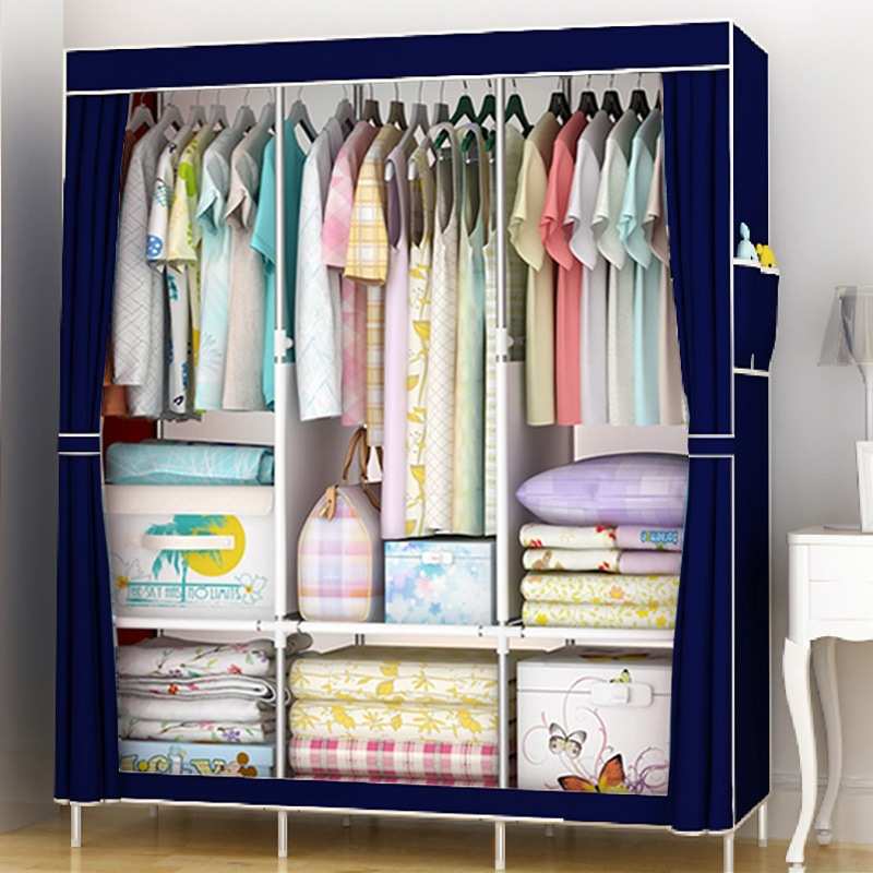 简易衣柜防尘收纳衣橱布衣柜钢架组合收纳柜简约现代时尚衣服架子