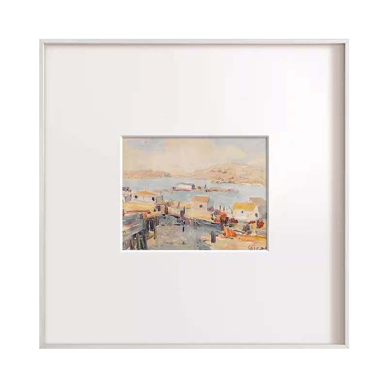 海边小镇风景装饰画北欧简约现代客厅壁画小众艺术餐厅玄关画挂画