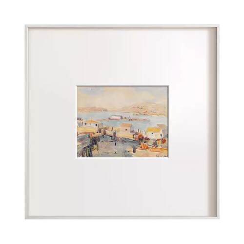 海边小镇风景装饰画北欧简约现代客厅壁画小众艺术餐厅玄关画挂画