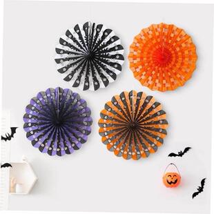 Halloween decorated paper fan flower ghost origami pendant