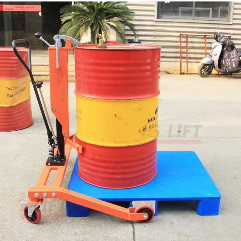 油桶搬运车200l塑料铁桶仓库两用手推车手动液压鹰嘴圆桶升降叉车