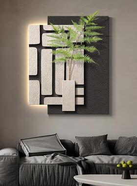 意式极简抽象客厅装饰画高级感壁画灯光画沙发背景墙挂画