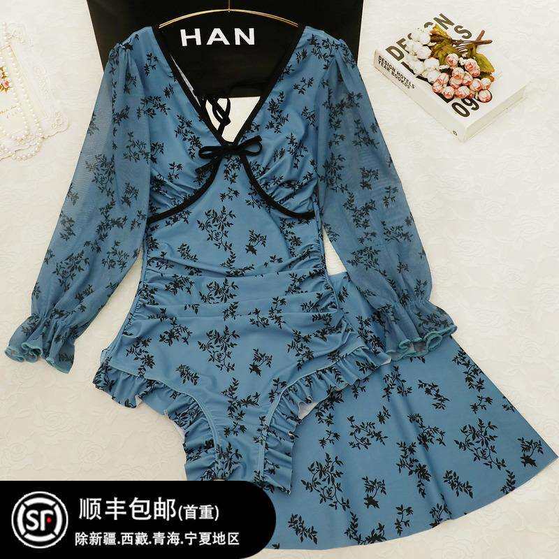 微胖女孩保守连体泳衣遮肚显瘦泡温泉两件套新款