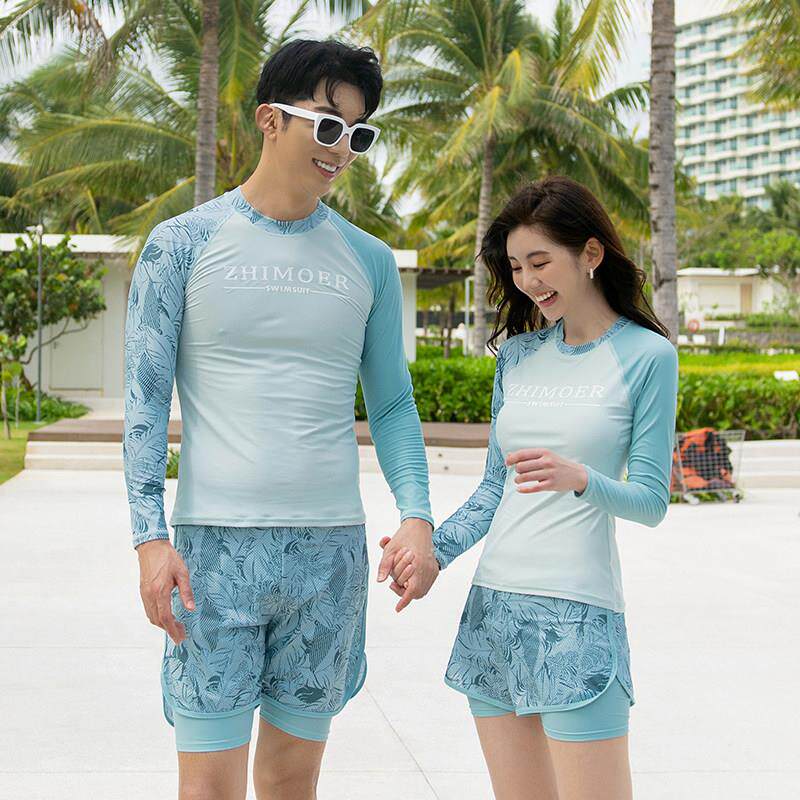 情侣潜水服女两件式防晒水母衣套装长袖速干浮潜服冲浪服男女游泳