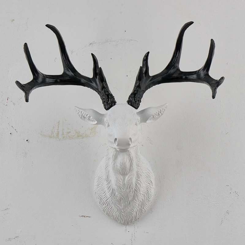 家居壁挂挂件装饰品树脂客厅鹿头壁炉办公室现代小号室内墙面