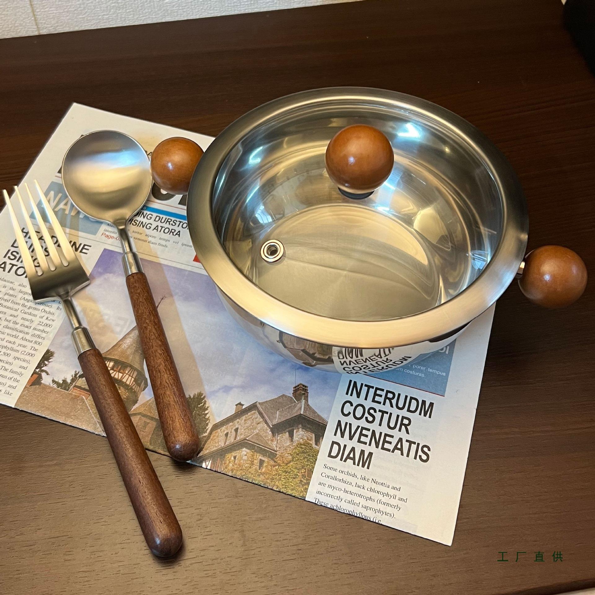 304不锈钢泡面碗带手柄可明火电磁炉加热带盖一人食碗小吃碗