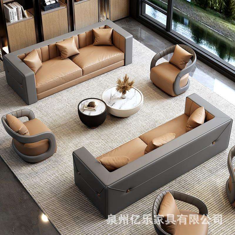 酒店大堂沙发茶几组合轻奢现代休闲休息区办公室会客洽谈沙发组合