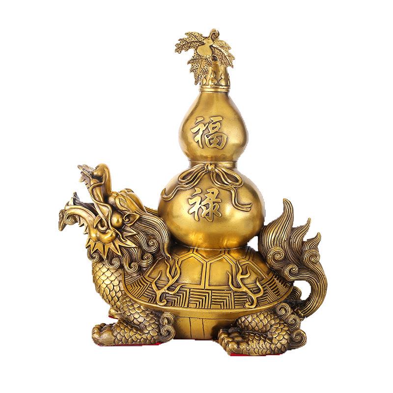 纯铜葫芦龙龟摆件大小号开盖葫芦龙头龟家居玄关办公室工艺品