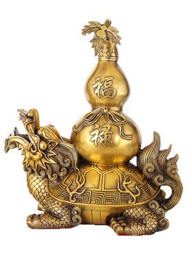 纯铜葫芦龙龟摆件大小号开盖葫芦龙头龟家居玄关办公室工艺品