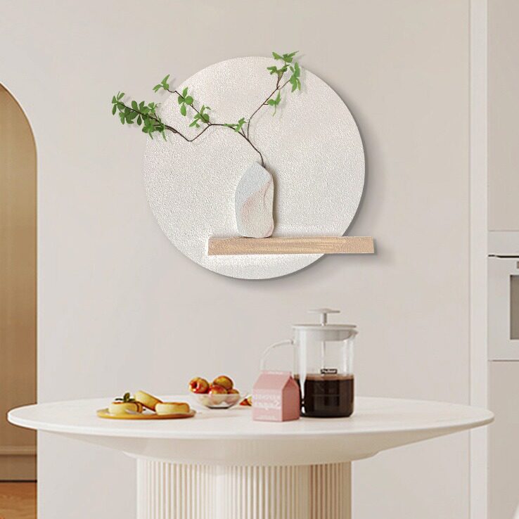 奶油风餐厅装饰立体沙岩小清新仿真绿植壁饰挂件客厅圆形挂