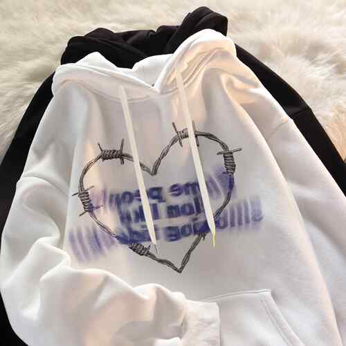 Hoodie, women's letter printed long sleeved top, student