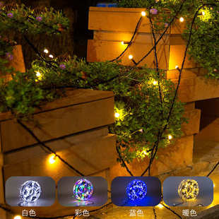 v8灯珠6角灯串线盘装50m240灯工程亮化红绿黄蓝粉白六彩黑线灯串