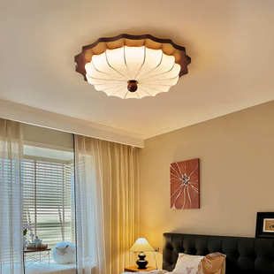 艺卧室房间灯具吸顶灯复古高级洋风灯主古风中感法式 卧布胡桃木南