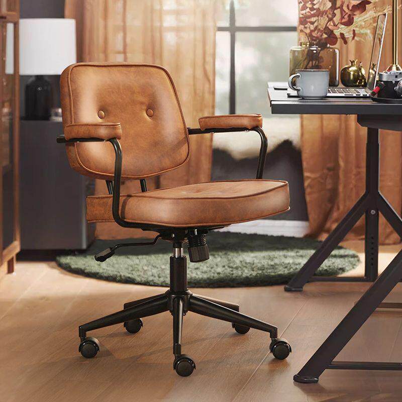 联丰阿勒夫耶复古电脑椅家用椅子学习办公椅皮椅会议椅人体工学椅