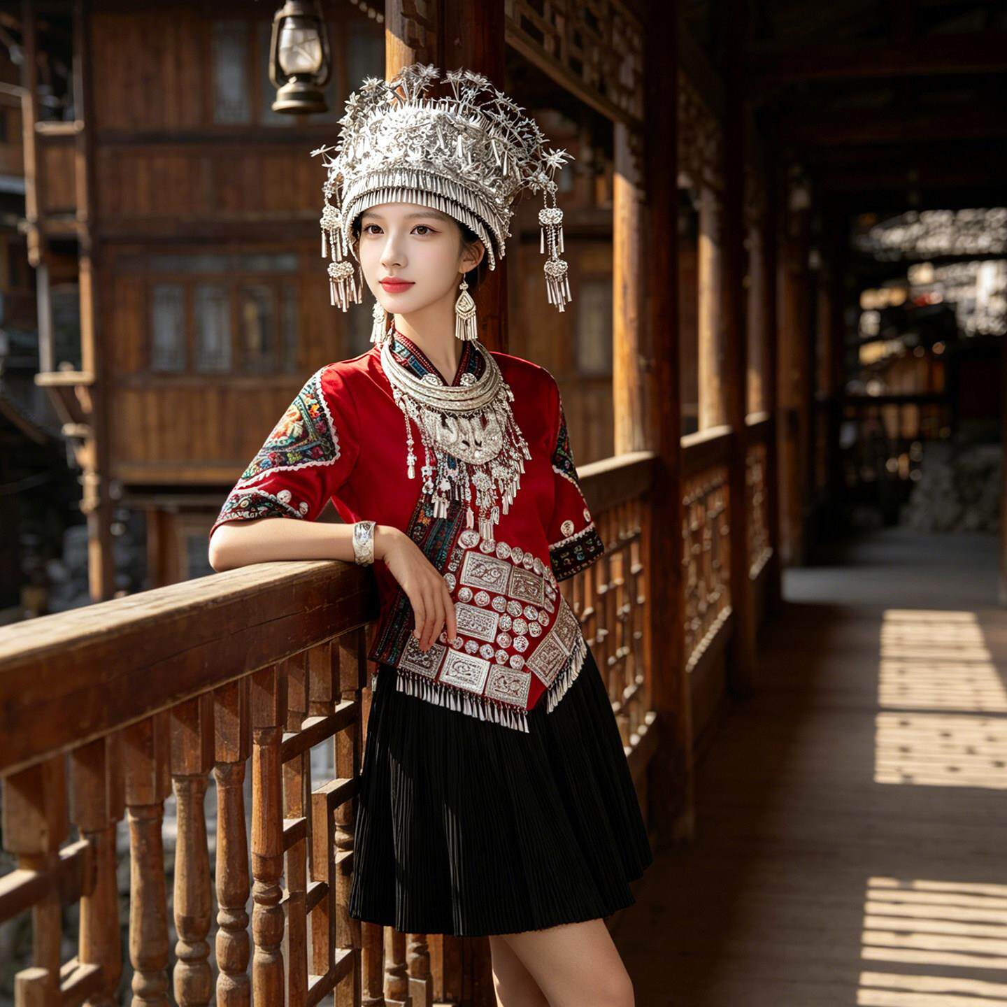 苗族服装成人女少数民族传统服饰苗寨旅拍写真舞台舞蹈演出服套装
