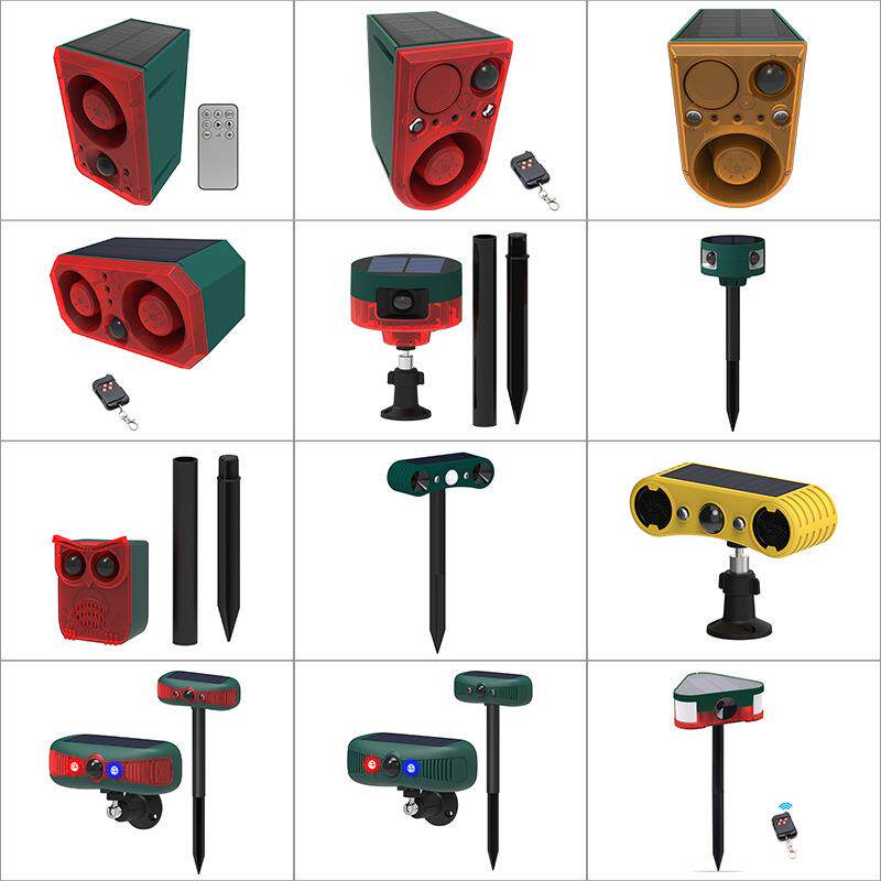 太阳能驱兽器声光报警器防贼防盗红外人体感应遥控警示爆闪灯户外