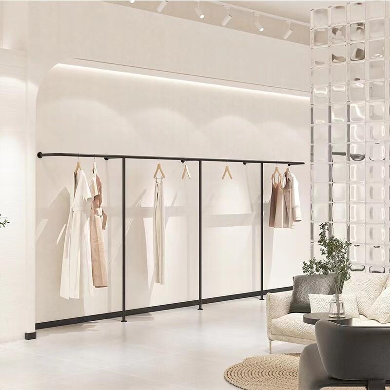 服装店展示架女装店陈列架黑色服装架男装店简约衣架落地式挂衣架