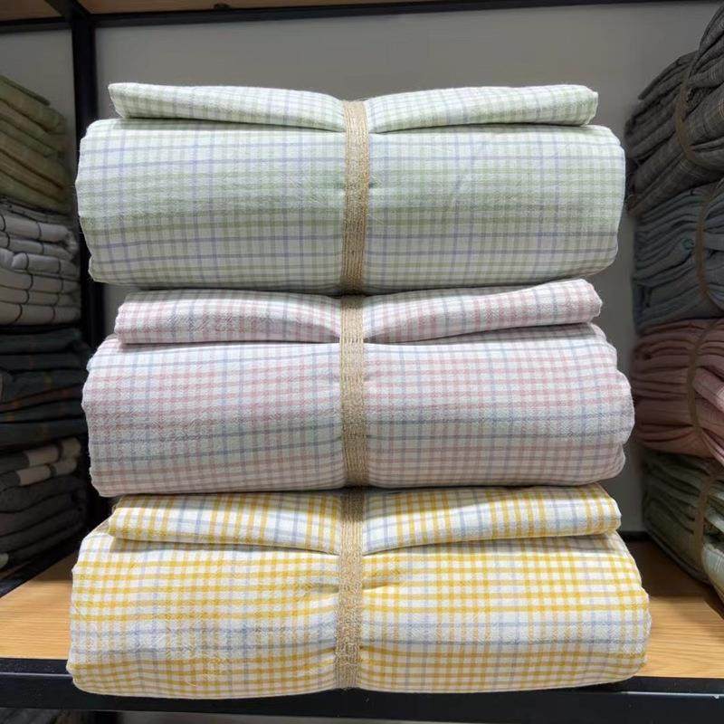 团购色织水洗绵四件套全棉简约床上用品32支纯棉水洗绵四件套